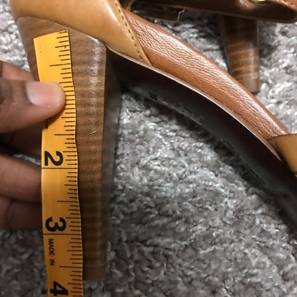 Cole Haan Womens Criss Cross Tan Leather Open Toe Grommet Sandals Heels Size 9.5 - Picture 14 of 15